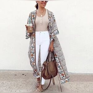 Marigold Sweet Floral Kimono Robe with Belt
Beach Swimwear Coverup Fall